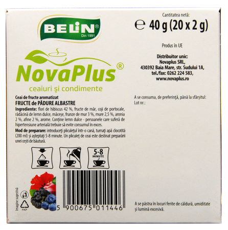 Ceai Fructe de Padure Albastre 20 pl piramidale, 40 g - BELIN [3]
