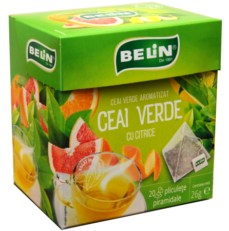 CEAI VERDE - Ceai Verde cu Citrice 20 pl piramidale, 26 g - BELIN