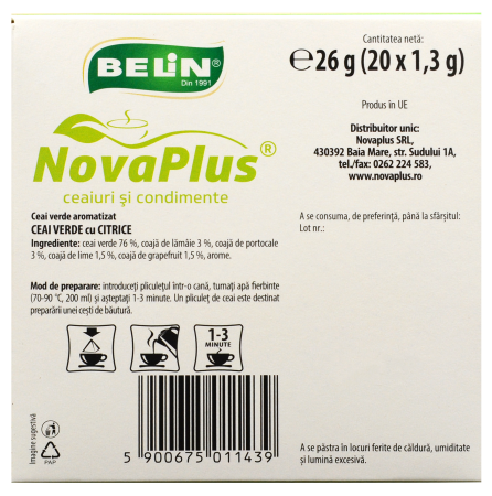 Ceai Verde cu Citrice 20 pl piramidale, 26 g - BELIN [3]