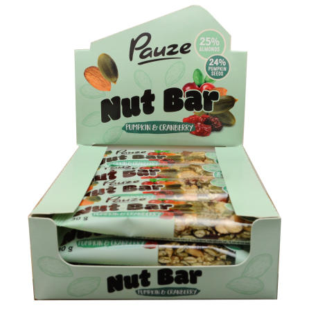 BATOANE CU NUCI PAUZE - Cutie batoane cu nuci PAUZE Pumpkin & Cranberry 12 x 30 g