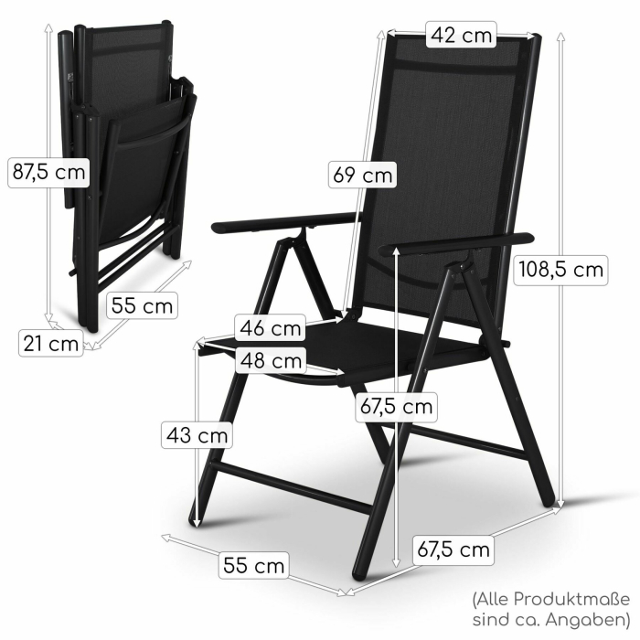 Scaun De Gradina Pliabil Pia , Metal, Negru [4]