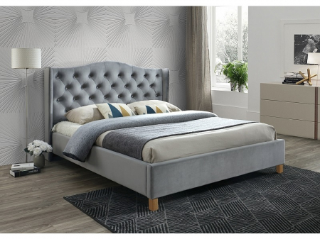 Paturi tapitate - Pat Tapitat Aspen Velvet Gri 160/200