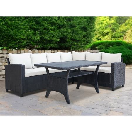 MOBILIER GRADINA - Coltar de Gradina/Terasa + Masa Stockholm, Ratan Sintetic