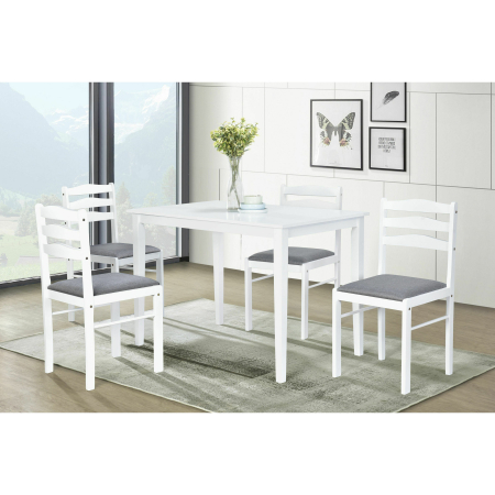 Mese bucatarie - Set Masa cu 4 scaune Aris Alb, 110*70*76 cm