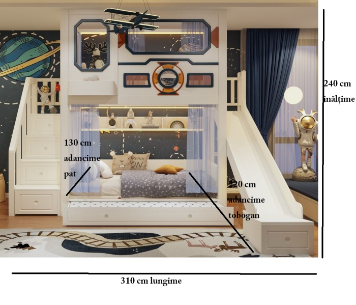 Paturi supraetajate cu tobogan Cosmo [11]