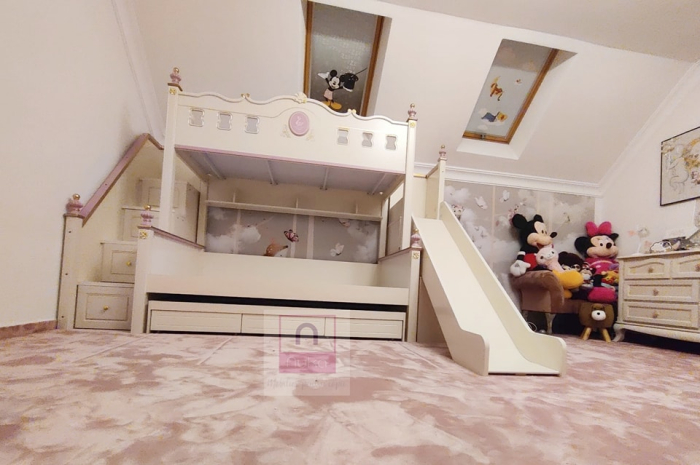 Paturi supraetajate cu tobogan pentru dormitor copii [13]
