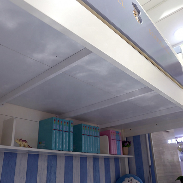 Pat supraetajat Skipper  din  MDF, cu 3 sertare pentru depozitare,  scară si dulap depozitare 4 sertare pentru dormitor copii cod 918 [11]