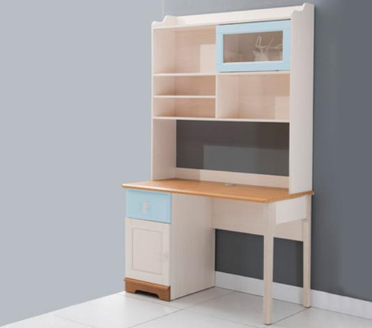 Set mobilier Lucas din  lemn masiv de frasin pentru camera copii 4 piese: pat (saltea necesara 120 x 190cm), o noptiera, dulap 3 usi, birou drept -cod 5503 [8]