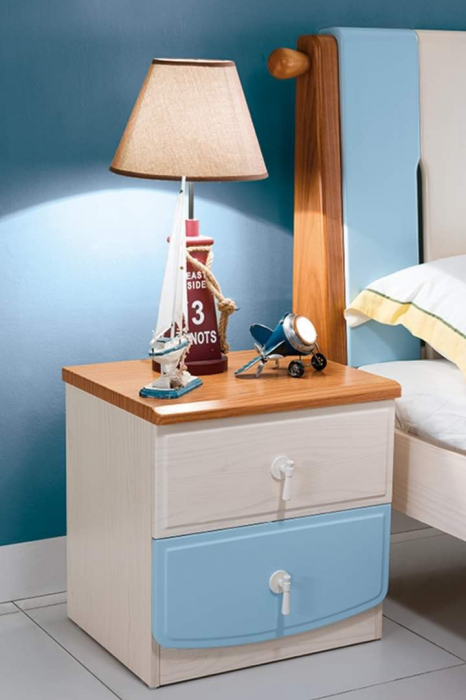 Set mobilier Lucas din  lemn masiv de frasin pentru camera copii 4 piese: pat (saltea necesara 120 x 190cm), o noptiera, dulap 3 usi, birou drept -cod 5503 [6]