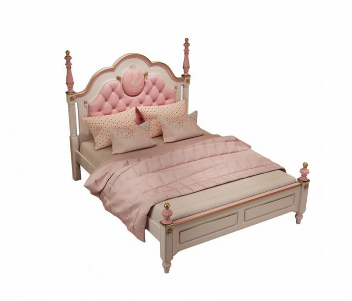 Set mobilier Mica Lebada din MDF si lemn stejar pentru camera copii 4 piese: pat 120 x 200cm, noptiera, dulap, birou -cod 118 [8]