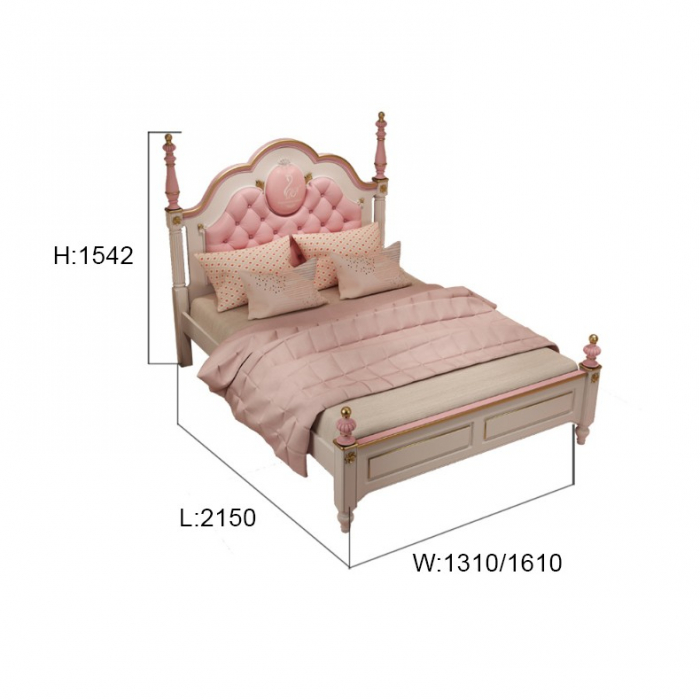 Set mobilier Mica Lebada din MDF si lemn stejar pentru camera copii 4 piese: pat 120 x 200cm, noptiera, dulap, birou -cod 118 [13]
