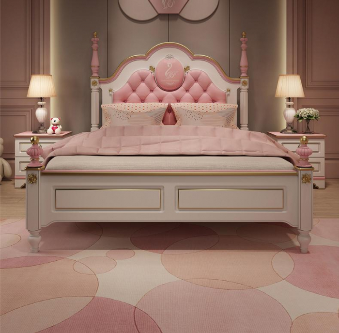 Set mobilier Mica Lebada din MDF si lemn stejar pentru camera copii 3 piese: pat 120 x 200cm, noptiera,  birou -cod 118 [4]