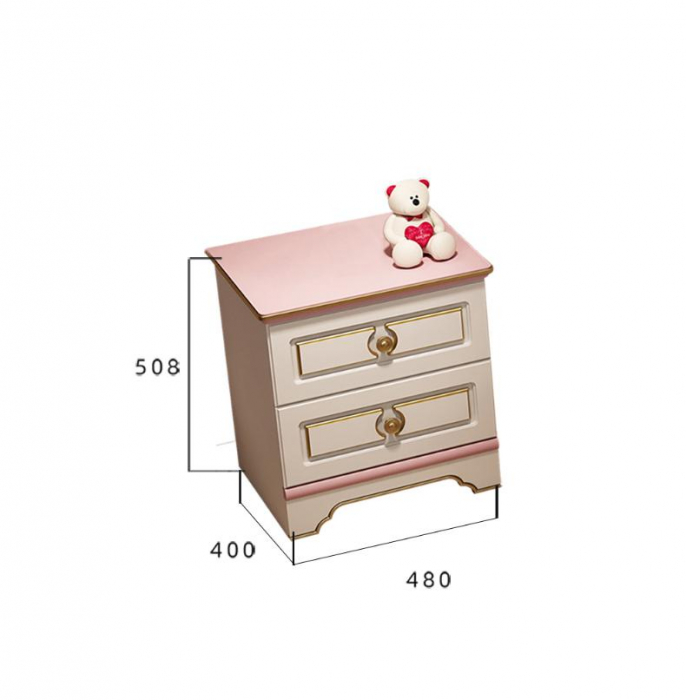 Set mobilier Mica Lebada din MDF si lemn stejar pentru camera copii 3 piese: pat 120 x 200cm, noptiera,  birou -cod 118 [12]