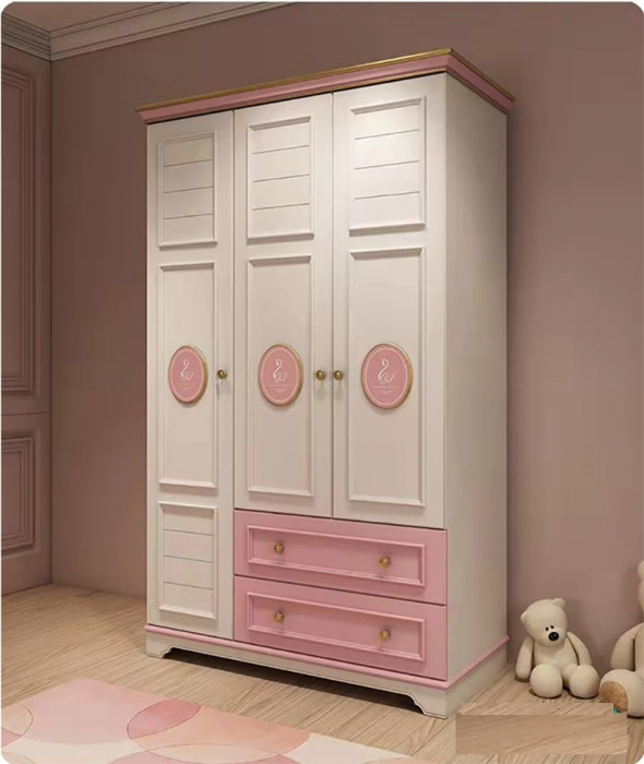 Set mobilier Mica Lebada din MDF si lemn stejar pentru camera copii 4 piese: pat 120 x 200cm, noptiera, dulap, birou -cod 118 [11]