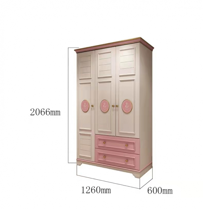 Set mobilier Mica Lebada din MDF si lemn stejar pentru camera copii 4 piese: pat 120 x 200cm, noptiera, dulap, birou -cod 118 [20]