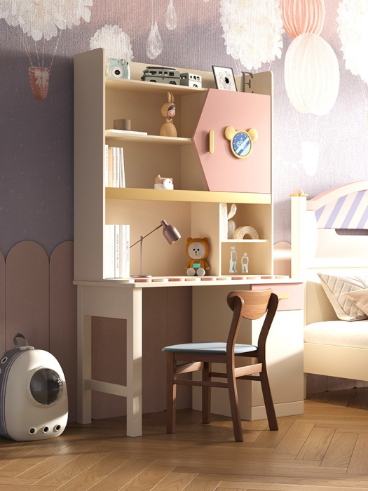 Set mobilier Minnie din  lemn frasin  pentru camera copii 4 piese: pat (saltea necesara 120 x 200cm), o noptiera, dulap 3 usi, birou -cod 2201 [4]