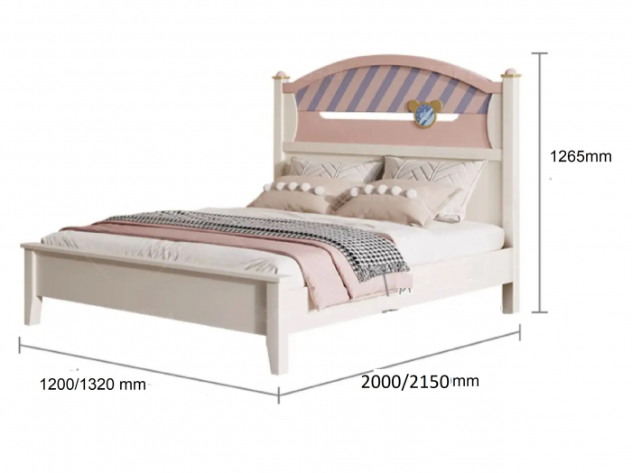 Set mobilier Minnie din  lemn frasin  pentru camera copii 4 piese: pat (saltea necesara 120 x 200cm), o noptiera, dulap 3 usi, birou -cod 2201 [3]