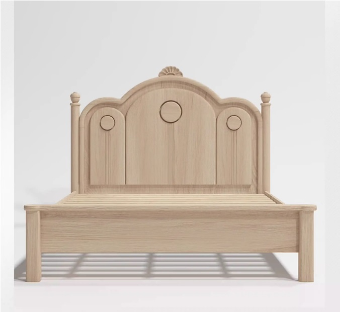 Set mobilier Bluey din  lemn masiv de stejar pentru camera copii 3 piese: pat (saltea necesara 150 x 190cm), o noptiera, dulap 3 usi, -cod 6601 [8]