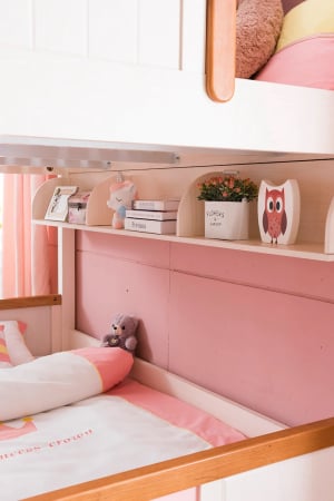 Pat supraetajat Fundiță din lemn masiv  de stejar cu dulap scară  cod 603 [6]