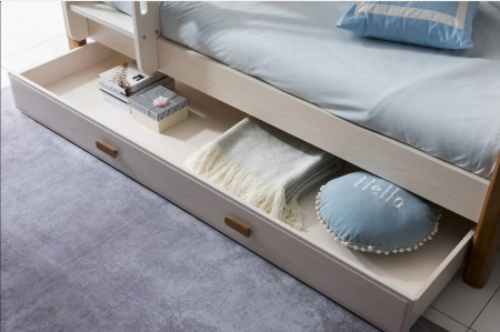 Pat supraetajat Fundiță din lemn masiv  de stejar cu dulap scară  cod 603 [13]