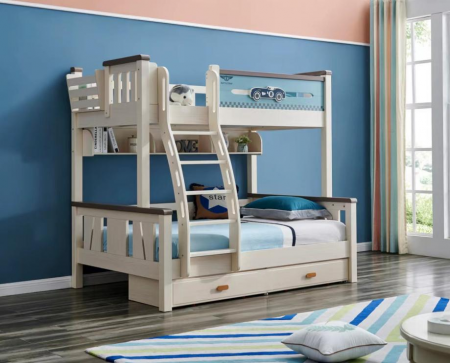 Pat supraetajat Record din lemn masiv  de frasin cu dulap scară cod 508 [3]