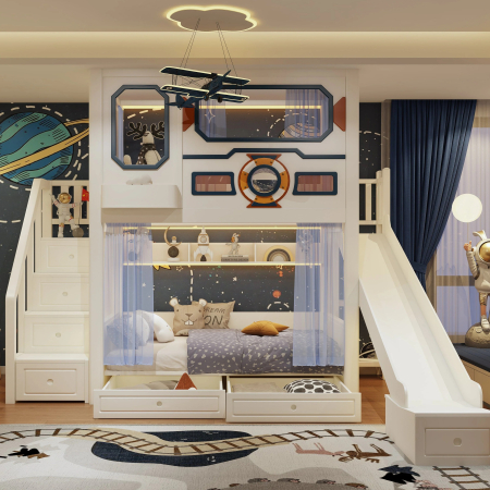 Paturi - Paturi supraetajate cu tobogan Cosmo