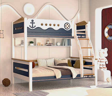 Paturi - Pat supraetajat Marin din lemn masiv de alun cod 6806A2