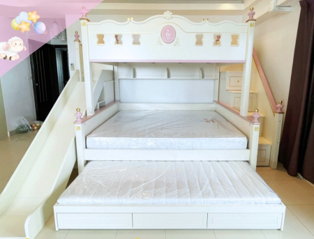 Paturi supraetajate cu tobogan pentru dormitor copii [10]
