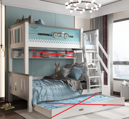 Pat supraetajat Record din lemn masiv  de frasin cu dulap scară cod 508 [2]