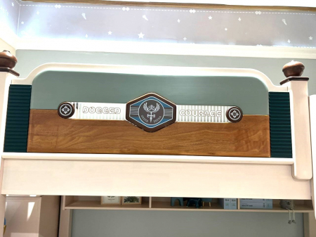 Pat supraetajat Courage din lemn masiv  de stejar cu dulap scară  și pat suplimentar cod 605 [4]