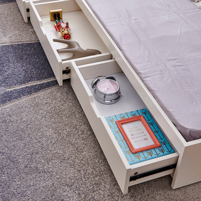 Pat supraetajat Skipper  din  MDF, cu 3 sertare pentru depozitare,  scară si dulap depozitare 4 sertare pentru dormitor copii cod 918 [8]