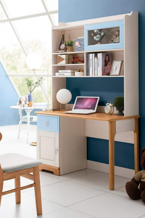 Set mobilier Lucas din  lemn masiv de frasin pentru camera copii 4 piese: pat (saltea necesara 120 x 190cm), o noptiera, dulap 3 usi, birou drept -cod 5503 [6]