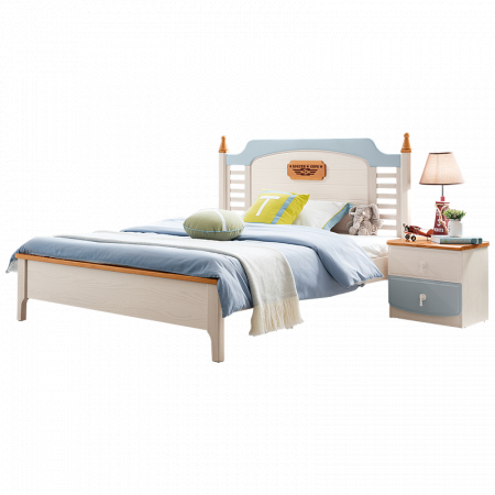 Set mobilier Football din  lemn de frasin pentru camera copii 4 piese: pat (saltea necesara 120 x 200cm), o noptiera, dulap 3 usi, birou colț -cod 5506 [3]