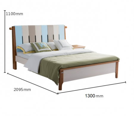 Pat Lucas din  lemn masiv de frasin pentru camera copii (saltea necesara 120 x 190cm)-cod 5503 [2]