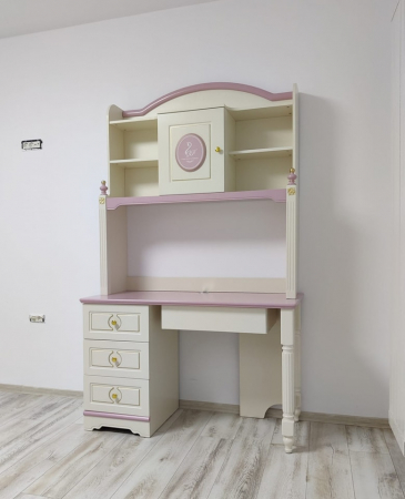 Set mobilier Mica Lebada din MDF si lemn stejar pentru camera copii 4 piese: pat 120 x 200cm, noptiera, dulap, birou -cod 118 [16]