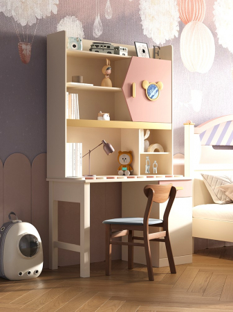 Set mobilier Minnie din  lemn frasin  pentru camera copii 4 piese: pat (saltea necesara 120 x 200cm), o noptiera, dulap 3 usi, birou -cod 2201 [3]