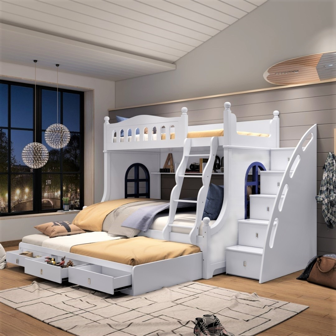 expand counter climax Paturi supraetajate dormitor copii cu sertare depozitare si dulap scara