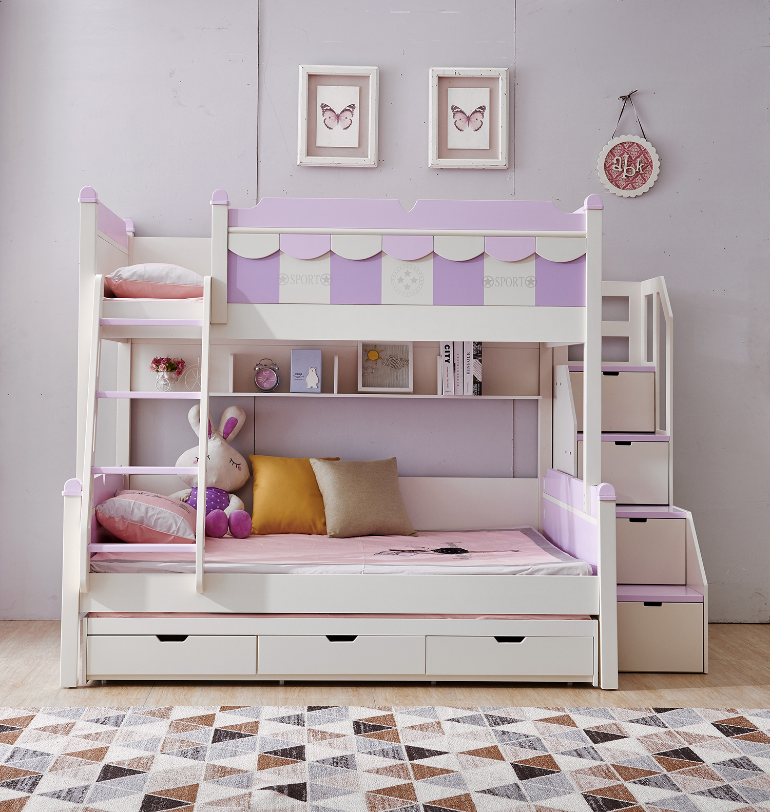 expand counter climax Paturi supraetajate dormitor copii cu sertare depozitare si dulap scara