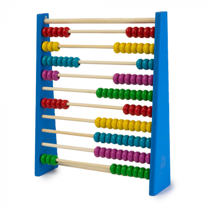 Abac din Lemn cu Bile Colorate Montessori - Albastru