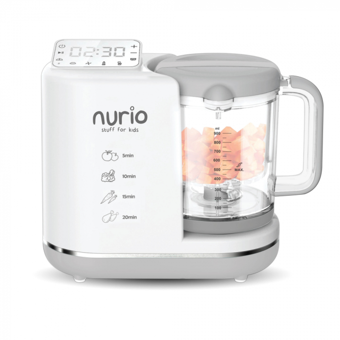 Aparat de Gatit cu Abur si Blender 7 in 1 Nurio cu Temporizator pentru Bebelusi si Copii