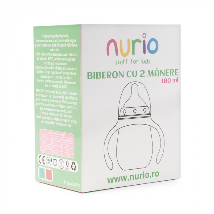 Biberon cu 2 Manere, 180ml - Roz [5]