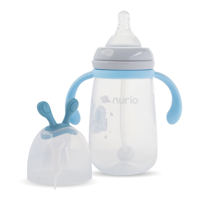 Biberon cu Tetina din Silicon si Dispozitiv Anticolici Albastru - 300 ml [3]