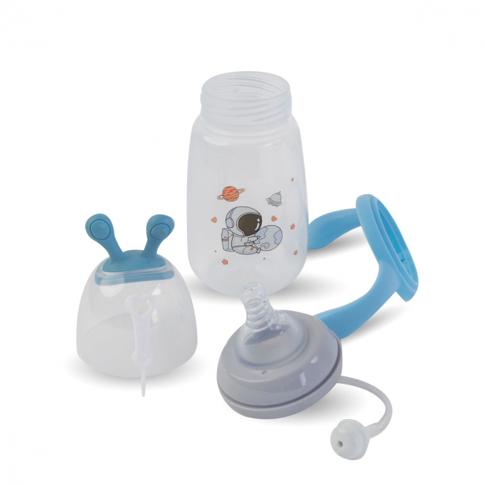 Biberon cu Tetina din Silicon si Dispozitiv Anticolici Albastru - 300 ml [4]