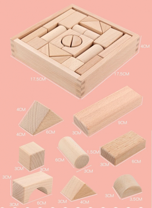 Blocuri de Construcție in Cutie din Lemn - 22 Piese [2]