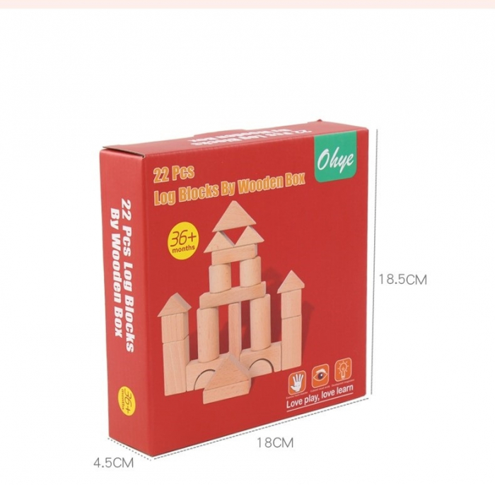 Blocuri de Construcție in Cutie din Lemn - 22 Piese [12]