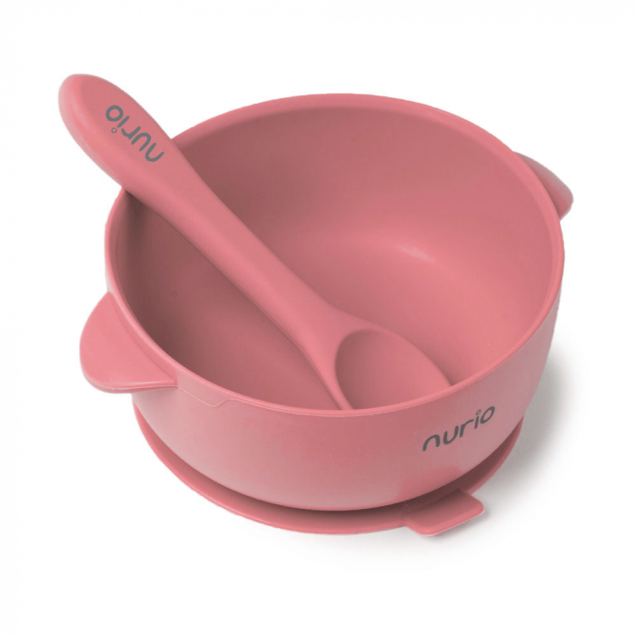 Bol Hranire Bebelusi, din Silicon, cu Lingurita si Capac - Roz [2]