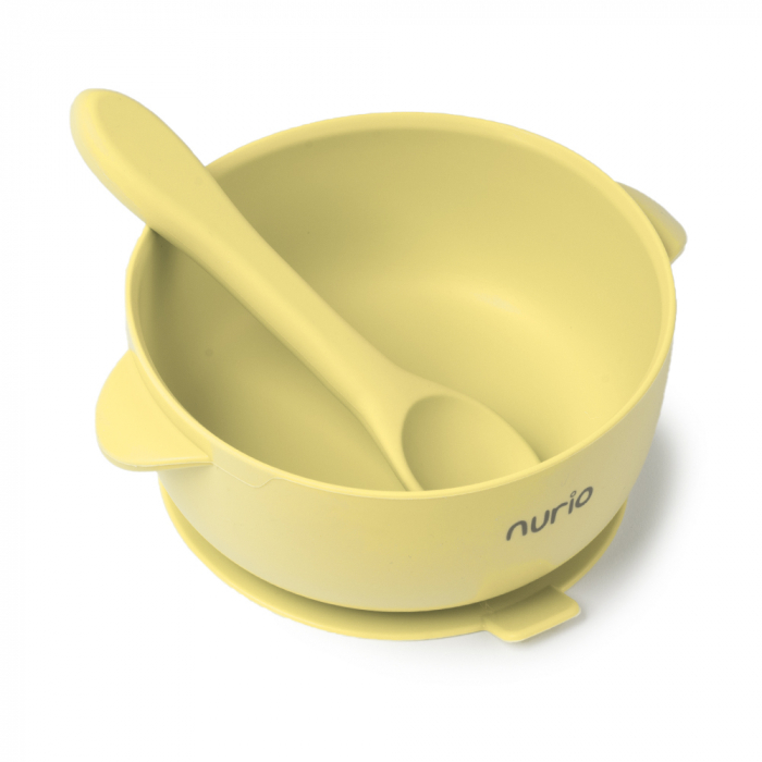 Bol Hranire Bebelusi, din Silicon, cu Lingurita si Capac - Galben [2]