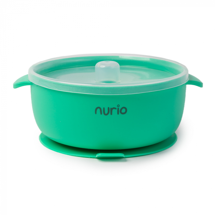 Bol Hranire Bebelusi, din Silicon, cu Lingurita si Capac - Verde [3]