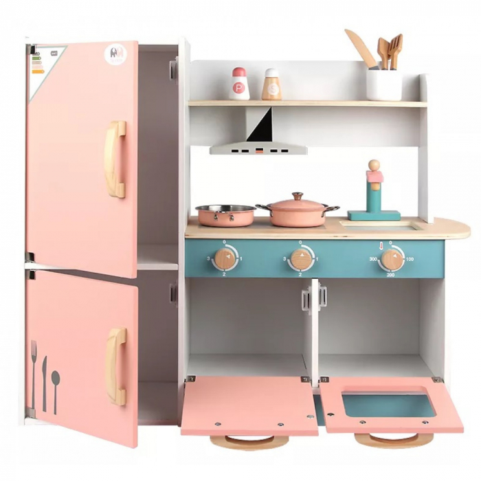 Bucatarie Multifunctionala din lemn cu Aragaz si Frigider [2]