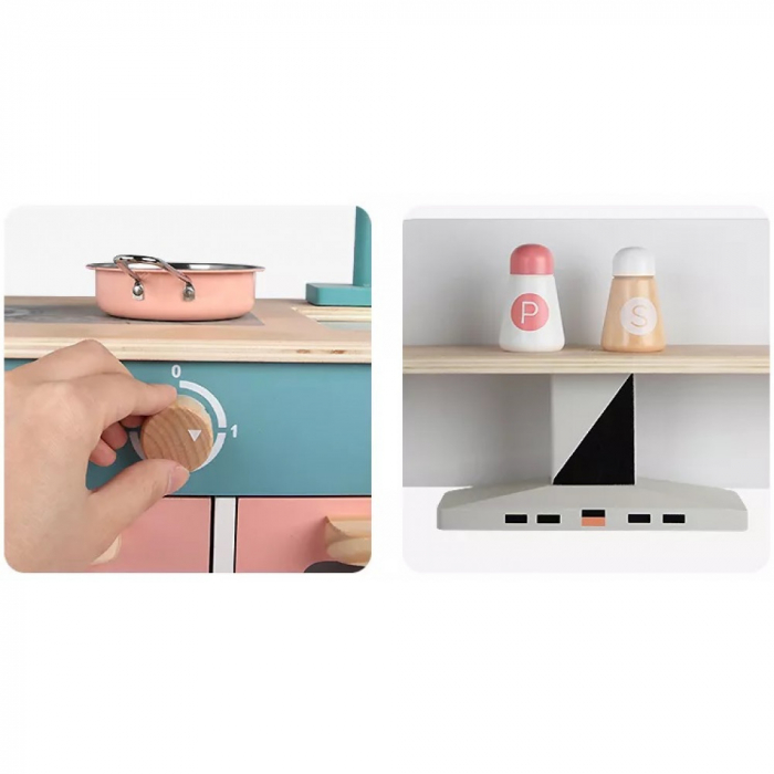 Bucatarie Multifunctionala din lemn cu Aragaz si Frigider [4]